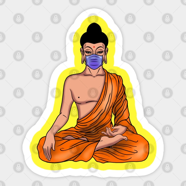 Buddhist monk in Mask Sticker by BSKR